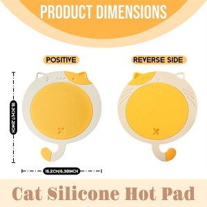 Silicone Trivets for Hot Dishes - 7.2x6.38 InchesCute Cat Coasters Set, Non-Slip Heat Resistant Mats for Kitchen Countertop & Dining Table Protection, Flexible Trivet Coaster, Gifts for Cat Lovers(2)