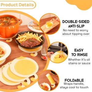 Silicone Trivets for Hot Dishes - 7.2x6.38 InchesCute Cat Coasters Set, Non-Slip Heat Resistant Mats for Kitchen Countertop & Dining Table Protection, Flexible Trivet Coaster, Gifts for Cat Lovers(2)