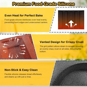 5-Loaf Silicone Perforated Baking Forms for Baguette, French & Sandwich Bread, Perforated Baking Mat Design, Reusable Non-Stick Silicone Mold (18.11x13.19inch, Black)
