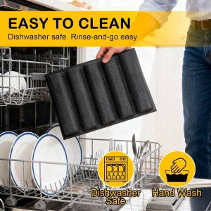 5-Loaf Silicone Perforated Baking Forms for Baguette, French & Sandwich Bread, Perforated Baking Mat Design, Reusable Non-Stick Silicone Mold (18.11x13.19inch, Black)