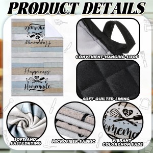 Sratte 6 Pcs Kitchen Decor Accessories Set Farmhouse Towels Pot Holders Oven Mitts Set 2 Dish Towels 2 Potholders 2 Cooking Mittens Oven Glove for Christmas Baking Cooking Supply(Brown Green,Kitchen)