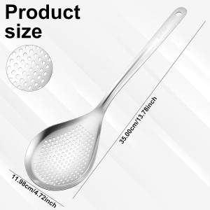 14.2 Inch Large Stainless Steel Skimmers Ladle Spoon Spider Strainer, Skimmer Slotted Spoon, Skimmer Spoons with Hanging Holes for Kitchen Cooking, Frying and Draining