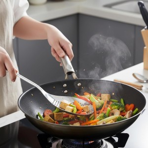 14.2 Inch Large Stainless Steel Skimmers Ladle Spoon Spider Strainer, Skimmer Slotted Spoon, Skimmer Spoons with Hanging Holes for Kitchen Cooking, Frying and Draining