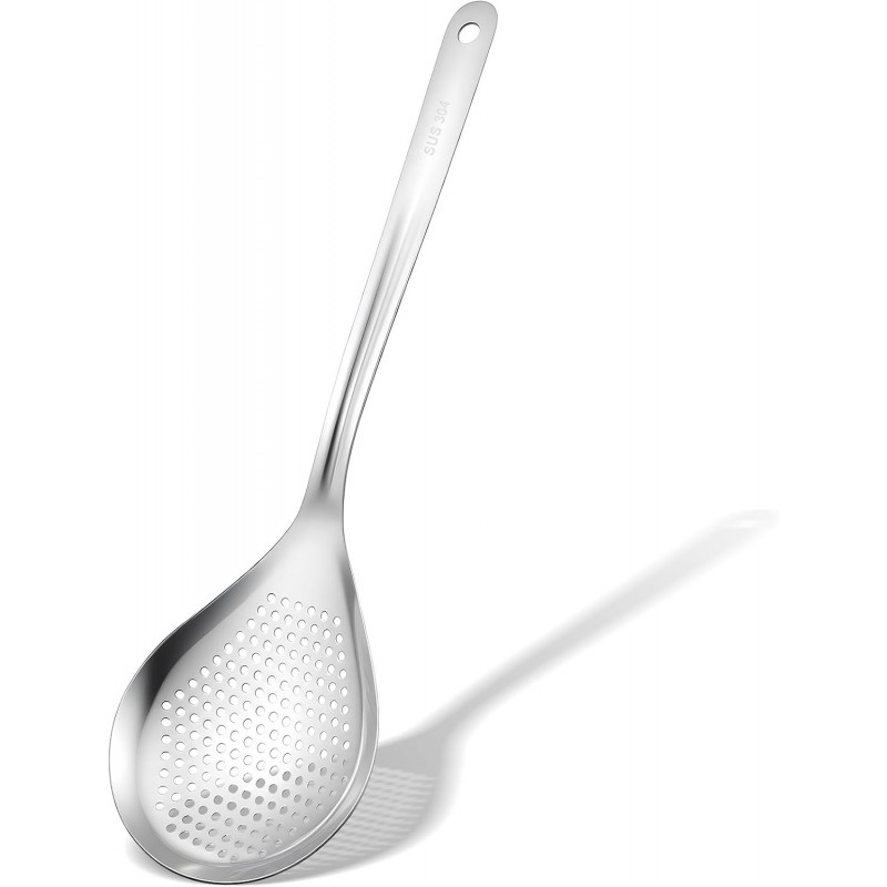 14.2 Inch Large Stainless Steel Skimmers Ladle Spoon Spider Strainer, Skimmer Slotted Spoon, Skimmer Spoons with Hanging Holes for Kitchen Cooking, Frying and Draining