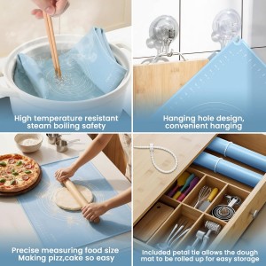 Silicone Baking Mat 28x20 Inches | Extra Thick Dough Rolling Mat with Measurements and Edge Heightening | Non-Stick Food Grade Pastry Mat for Pastry, Bread, Cookies, Pizza, Fondant & Pasta