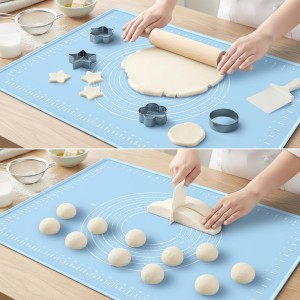 Silicone Baking Mat 28x20 Inches | Extra Thick Dough Rolling Mat with Measurements and Edge Heightening | Non-Stick Food Grade Pastry Mat for Pastry, Bread, Cookies, Pizza, Fondant & Pasta