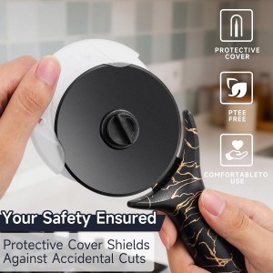 pizza cutter wheel with Removable and Washable Blade - Perfect for pizza Rolls, Pastry, Cheese, and cakes - Easy to Clean and Replace - Non-slip Grip for Smooth Cutting 8.47 Inches (Black)