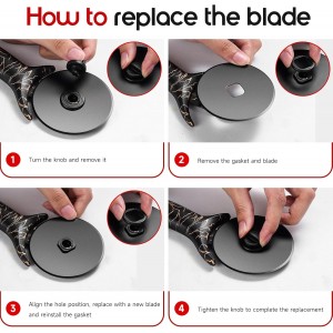 pizza cutter wheel with Removable and Washable Blade - Perfect for pizza Rolls, Pastry, Cheese, and cakes - Easy to Clean and Replace - Non-slip Grip for Smooth Cutting 8.47 Inches (Black)