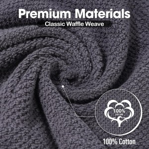 100% Cotton Waffle Weave Kitchen Dish Cloths, 6-Pack 12x12 Inch Dark Grey Ultra Soft Absorbent Quick Drying Dish Towels for Drying Dishes & Cleaning, 6 Colors