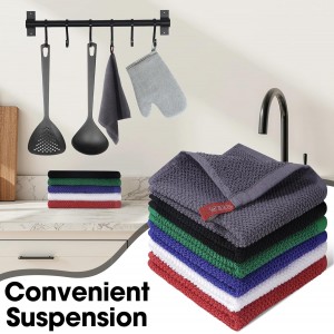 100% Cotton Waffle Weave Kitchen Dish Cloths, 6-Pack 12x12 Inch Dark Grey Ultra Soft Absorbent Quick Drying Dish Towels for Drying Dishes & Cleaning, 6 Colors