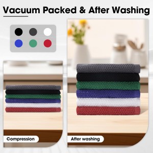 100% Cotton Waffle Weave Kitchen Dish Cloths, 6-Pack 12x12 Inch Dark Grey Ultra Soft Absorbent Quick Drying Dish Towels for Drying Dishes & Cleaning, 6 Colors