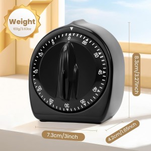 Kitchen Timers for Cooking, 60 Minute Wind Up - Chef Cooking Timer with Loud Alarm,100% Mechanical Desk Timer -No Batteries Required - Manual Countdown timers for Home, Study and Cooking (Black)