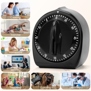 Kitchen Timers for Cooking, 60 Minute Wind Up - Chef Cooking Timer with Loud Alarm,100% Mechanical Desk Timer -No Batteries Required - Manual Countdown timers for Home, Study and Cooking (Black)