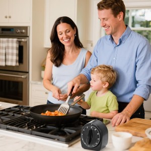 Kitchen Timers for Cooking, 60 Minute Wind Up - Chef Cooking Timer with Loud Alarm,100% Mechanical Desk Timer -No Batteries Required - Manual Countdown timers for Home, Study and Cooking (Black)