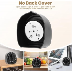 Kitchen Timers for Cooking, 60 Minute Wind Up - Chef Cooking Timer with Loud Alarm,100% Mechanical Desk Timer -No Batteries Required - Manual Countdown timers for Home, Study and Cooking (Black)