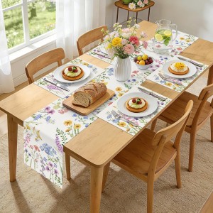 Bonhause Spring Floral Placemats Set of 4, 12x18 Inch Garden Flowers Birds Seasonal Summer Kitchen Dining Table Mats Washable Place Mats for Indoor Outdoor Home Party Decor