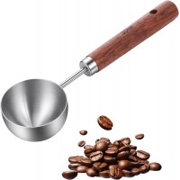 Coffee Scoop for Ground Coffee Vintage, 30ml Stainless Steel Espresso Tablespoon Measuring Spoon with Walnut Handle, Ideal for Scooping & Measuring Beans Tea, and More (Silver)
