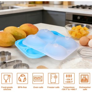 Juome 3D Mango Shape Cake Mold - 4 Cavity Fruit Pudding Mango Silicone Molds for Baking Pastry, Ice Cream, Mousse Cake Decoration Mould Supplies