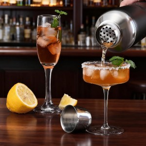 Insulated Cocktail Shaker Black - 23oz Double Wall Vacuum Stainless Steel Martini Shaker with Built-in Strainer & Jigger Lid, Pro Leak-Proof Weighted Shaker for Home Bar, Premium Bar Gift Set