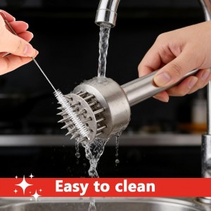 Meat Tenderizer with 21 Needles, 304 Stainless Steel Automatic Spring-Loaded Meat Tenderizer for Beef Steak Chicken, Dishwasher Safe(Sliver,Size:7.5inch)