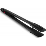 Professional Stainless Steel Kitchen Tongs, Food-Grade Silicone Anti-Slip Design with Comfortable Grip, Multi-Purpose for Salad Serving, BBQ and Cooking- 12'' Black