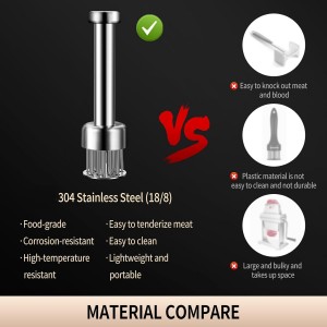 304 Stainless Steel Meat Tenderizer Tool, 21-Needle Meat Tenderizer for Steak, Beef, Chicken & Pork, Easy-Grip Manual Meat Tenderizer for Faster Marinade Absorption, Cleaning Brush Included