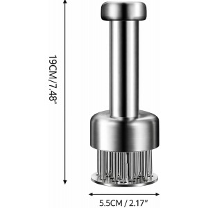 304 Stainless Steel Meat Tenderizer Tool, 21-Needle Meat Tenderizer for Steak, Beef, Chicken & Pork, Easy-Grip Manual Meat Tenderizer for Faster Marinade Absorption, Cleaning Brush Included