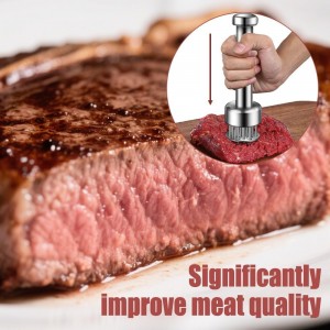304 Stainless Steel Meat Tenderizer Tool, 21-Needle Meat Tenderizer for Steak, Beef, Chicken & Pork, Easy-Grip Manual Meat Tenderizer for Faster Marinade Absorption, Cleaning Brush Included
