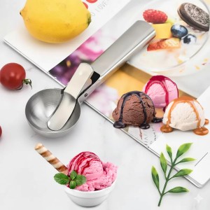Ice Cream Scoop with Trigger, Heavy Duty Ice Cream Scoop Stainless Steel of Kitchen Appliances Tools - 1 Piece, Easy to Use, Glossy Look, Rust-Proof & Dishwasher Safe
