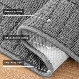Pauwer Kitchen Mats for Floor 3 Piece Set Non Slip Kitchen Rugs Washable Farmhouse Kitchen Floor Mats Thick Long Area Rug Carpet Runner for Hallway Entryway Laundry Bathroom, Grey