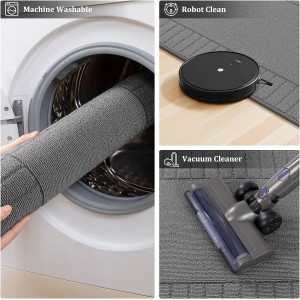 Pauwer Kitchen Mats for Floor 3 Piece Set Non Slip Kitchen Rugs Washable Farmhouse Kitchen Floor Mats Thick Long Area Rug Carpet Runner for Hallway Entryway Laundry Bathroom, Grey