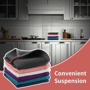 100% Cotton Waffle Weave Kitchen Dish Cloths, 6-Pack 12x12 Inch Dark Grey Ultra Soft Absorbent Quick Drying Dish Towels for Drying Dishes & Cleaning, 6 Colors