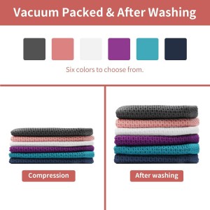100% Cotton Waffle Weave Kitchen Dish Cloths, 6-Pack 12x12 Inch Dark Grey Ultra Soft Absorbent Quick Drying Dish Towels for Drying Dishes & Cleaning, 6 Colors