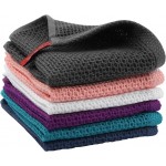 100% Cotton Waffle Weave Kitchen Dish Cloths, 6-Pack 12x12 Inch Dark Grey Ultra Soft Absorbent Quick Drying Dish Towels for Drying Dishes & Cleaning, 6 Colors