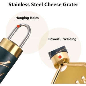 Cheese Graters for Kitchen Stainless Steel Handheld, Metal Lemon Zester Grater with Handle for Cheese, Chocolate, Spices, Professional Kitchen Gadgets And Tools, Soft Grip Handle, Gold