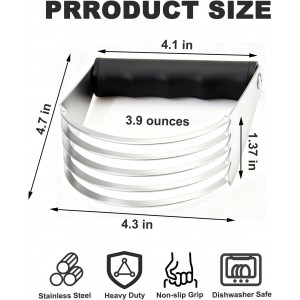 Dough Blender - Pastry Cutter Stainless Steel Butter Cutter, Pastry Blender for Easy Mixing, Pasta, Pie Crusts, Cake, Biscuits Baking Tools (Black)