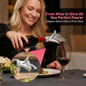 IOV Wine Bottle Pourer, Upgraded Sealing Wine Stopper with Dust Caps, Auto Flip Pourer Spout for Liquor, Olive Oil, Vinegar and Syrup, No-Drip Wine Accessories Gift for Wine Lovers