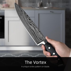 Knife Set, Emojoy 18-Piece Knife Sets for Kitchen with Block, Stainless Steel Kitchen Knives with Built-in Sharpener, Shears and Carving Fork, Black