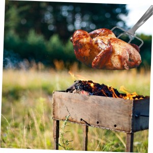 2pcs Stainless Steel Turkey Lifter Forks Heat Resistant Meat Carving Forks with Ergonomic Non-slip Handle for Roasting and Barbecue Cooking