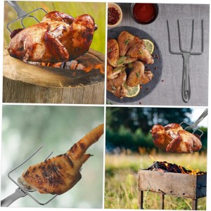 2pcs Stainless Steel Turkey Lifter Forks Heat Resistant Meat Carving Forks with Ergonomic Non-slip Handle for Roasting and Barbecue Cooking