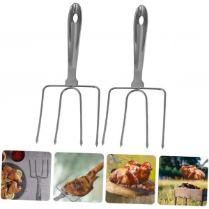 2pcs Stainless Steel Turkey Lifter Forks Heat Resistant Meat Carving Forks with Ergonomic Non-slip Handle for Roasting and Barbecue Cooking