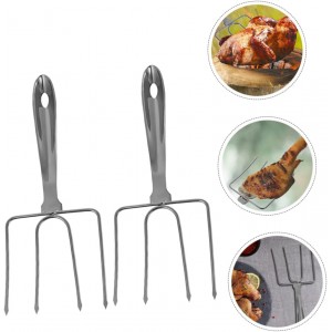 2pcs Stainless Steel Turkey Lifter Forks Heat Resistant Meat Carving Forks with Ergonomic Non-slip Handle for Roasting and Barbecue Cooking