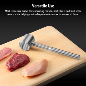 Stainless-Steel Meat Tenderizer Mallet - Meat Tenderizer Tool for Pounder Chicken, Beef, Steak, Pork, Dual-Sided with Ergonomic Handle, Dishwasher Safe