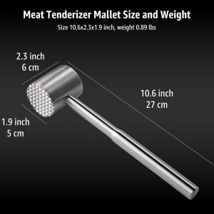 Stainless-Steel Meat Tenderizer Mallet - Meat Tenderizer Tool for Pounder Chicken, Beef, Steak, Pork, Dual-Sided with Ergonomic Handle, Dishwasher Safe