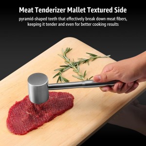 Stainless-Steel Meat Tenderizer Mallet - Meat Tenderizer Tool for Pounder Chicken, Beef, Steak, Pork, Dual-Sided with Ergonomic Handle, Dishwasher Safe