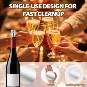 30Pcs Individually Wrapped Wine Pourer Discs, 3 Inch Disposable Anti-Drip Silver Pour Spouts for Liquor Bottles, Single-Use Design Prevents Flavor Mixing