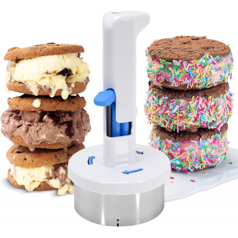 Stainless Steel Ice Cream Sandwich Maker,Ice Cream Sandwich Scoop,Ice Cream Scoop with Trigger,Easy Release Sandwich Cookie Scoops For Kitchen and Dessert Shop
