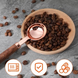 1 Tablespoon Scoop, Coffee Measuring Spoon with Wood Handle, Stainless Steel Coffee Scoop for Beans,Espresso, Protein Powders, Tea, Sugar(1 Tbsp/15ml)