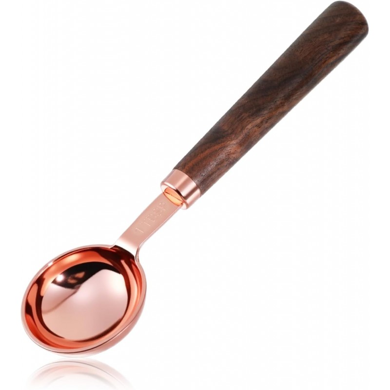 1 Tablespoon Scoop, Coffee Measuring Spoon with Wood Handle, Stainless Steel Coffee Scoop for Beans,Espresso, Protein Powders, Tea, Sugar(1 Tbsp/15ml)