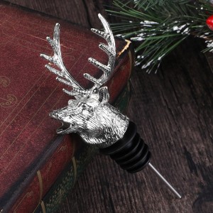 Amosfun Deer Head Wine Pourer Wine Aerator with Silicone Rubber Neck Bar Party Bottle Corks 3.74X2.55X2.55 Inches